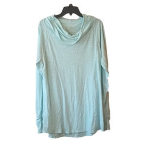 (a2-17) Cowl neck Long Ruch Sleeve Athletic Thumb Hole Tee XXL